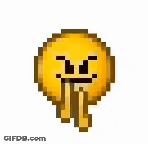 A Pixel Art Of A Smiley Face With A Tongue Sticking Out On A White Background . GIF