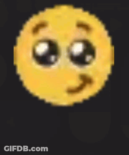 A Pixel Art Of A Smiley Face With Big Eyes And A Tongue Sticking Out . GIF
