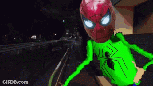 A Pixel Art Of A Spider Man With A Green Spider On His Chest GIF