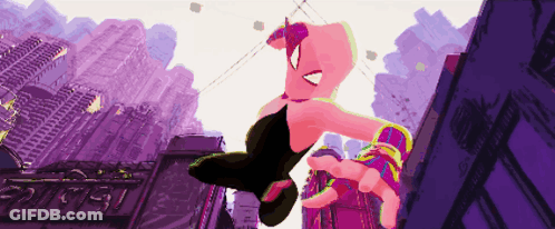 A Pixel Art Of A Spiderman Flying Through The Air GIF