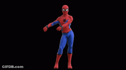 A Pixel Art Of A Spiderman Standing On A Black Background GIF