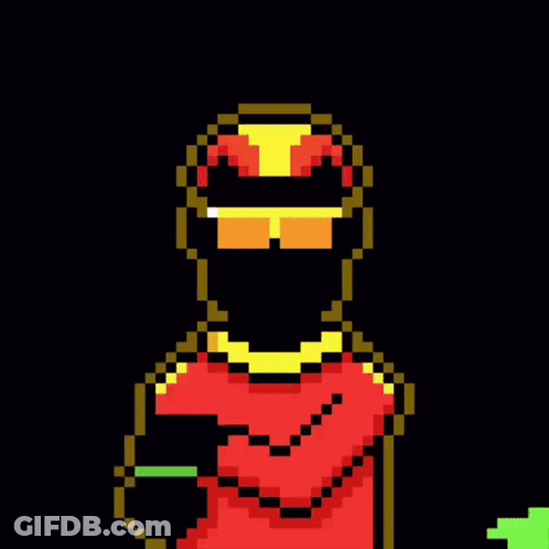 A Pixel Art Of A Superhero Wearing Sunglasses GIF
