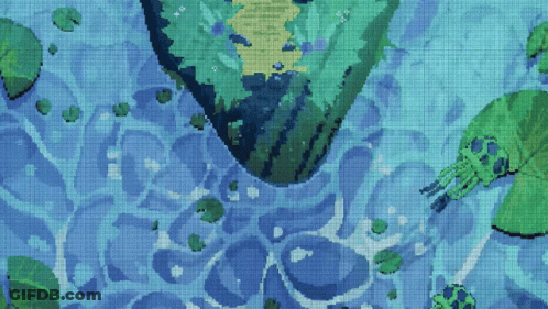 A Pixel Art Of A Turtle Swimming In A Body Of Water GIF