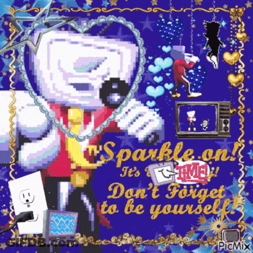A Pixel Art Of A Tv With The Words " Sparkle On " GIF