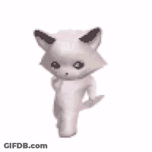 A Pixel Art Of A White Cat Standing On Its Hind Legs . GIF