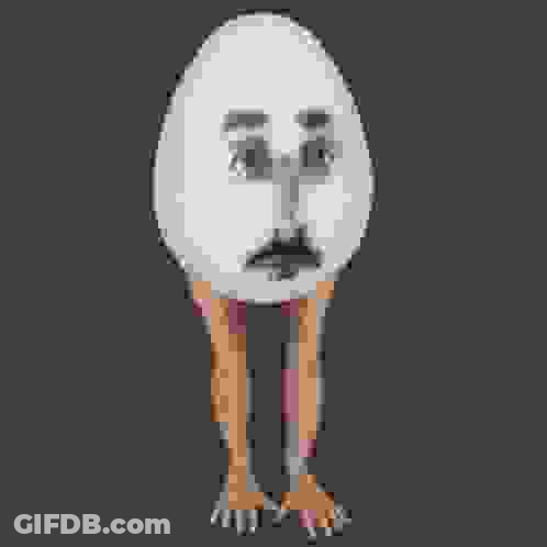 A Pixel Art Of A White Egg With A Surprised Face And A Tongue Sticking Out . GIF
