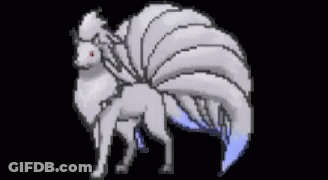 Pixel Art White Fox With Long Tail GIF