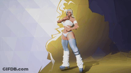 A Pixel Art Of A Woman In White Lingerie And White Boots GIF