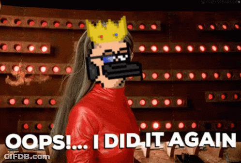 A Pixel Art Of A Woman With A Crown On Her Head Saying " Oops I Did It Again " GIF