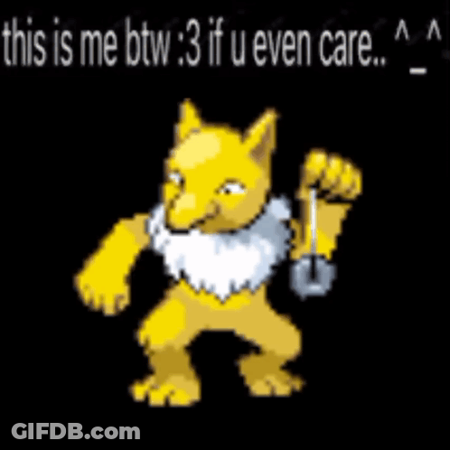 A Pixel Art Of A Yellow Pokemon With The Words " This Is Me Btw 3 If U Even Care " GIF