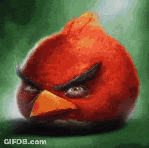 A Pixel Art Of An Angry Bird With An Orange Beak GIF