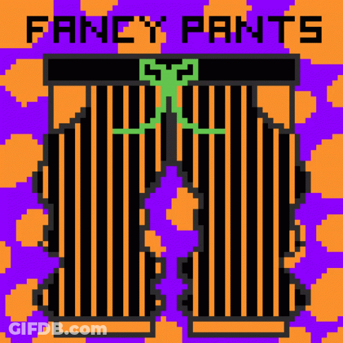 A Pixel Art Of Fancy Pants On A Purple Background GIF