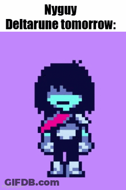 A Pixel Art Of Kris From Undertale Wearing Sunglasses And A Red Scarf . GIF