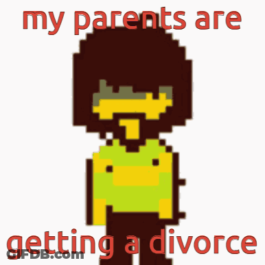 A Pixel Art Of Kris From Undertale With The Words My Parents Are Getting A Divorce GIF