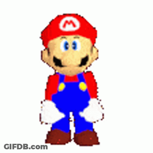 A Pixel Art Of Mario Wearing Overalls And A Red Hat . GIF