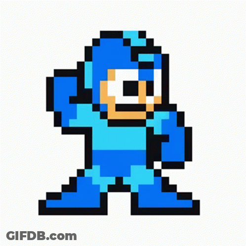 A Pixel Art Of Mega Man From The Video Game Mega Man . GIF