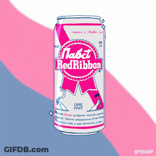 A Pixel Art Of Pabst Red Ribbon Beer GIF