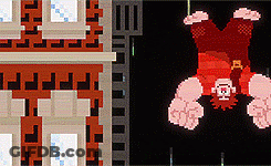 A Pixel Art Of Ralph Breaks The Internet Hanging Upside Down GIF