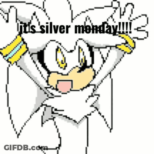 A Pixel Art Of Silver The Hedgehog Says It 'S Silver Monday GIF