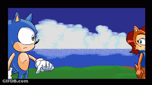 Pixel Art Of Sonic And Sally By Water GIF
