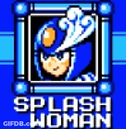 A Pixel Art Of Splash Woman In A Blue Frame GIF