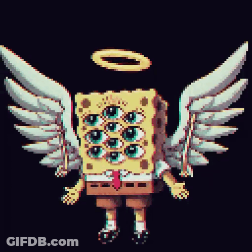 Pixel Art SpongeBob With Wings And Halo GIF