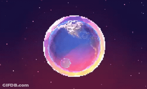 A Pixel Art Of The Earth In A Bubble GIF