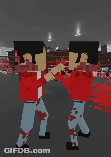 A Pixel Art Of Two Men Fighting With Blood On Their Pants GIF