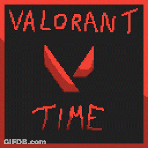 A Pixel Art Poster For Valorant Time With A Red V On A Black Background GIF