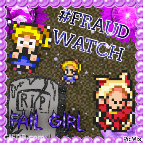 A Pixel Art Poster That Says #Fraud Watch GIF