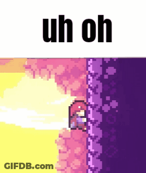 A Pixel Art Scene With The Words Uh Oh On The Top GIF