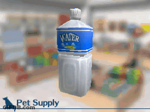 A Pixelated Image Of A Bottle Of Water With The Word Pet Supply Below It GIF