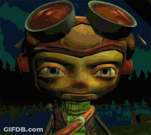 A Pixelated Image Of A Cartoon Character Wearing A Helmet And Goggles GIF
