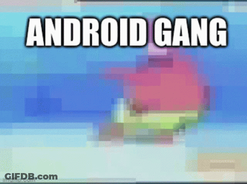 A Pixelated Image Of A Cartoon Character With The Words Android Gang Above It GIF