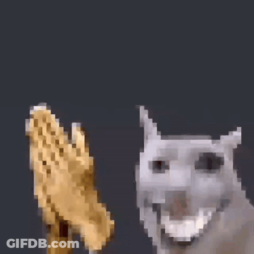 A Pixelated Image Of A Cat And A Statue Of A Camel GIF