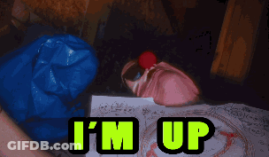 A Pixelated Image Of A Clown With The Words I 'M Up On The Bottom GIF