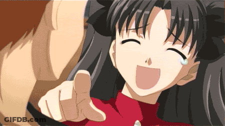 A Pixelated Image Of A Girl Laughing And Pointing GIF