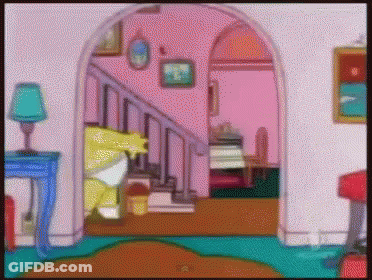 A Pixelated Image Of A Living Room With A Staircase And A Lamp GIF