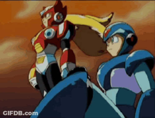 A Pixelated Image Of A Man And A Robot Standing Next To Each Other GIF