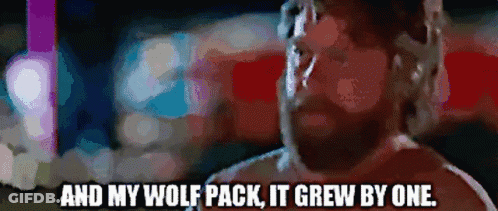 A Pixelated Image Of A Man Saying And My Wolf Pack It Grew By One . GIF