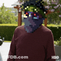A Pixelated Image Of A Man Wearing A Sweater With Hbo Written On The Bottom GIF