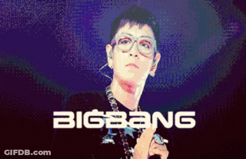 A Pixelated Image Of A Man With The Word Bigbang On The Bottom Right GIF