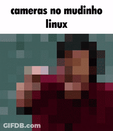 A Pixelated Image Of A Man With The Words Cameras No Mudinho Linux GIF