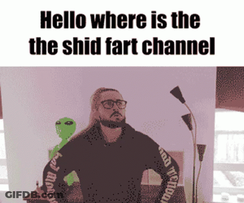 A Pixelated Image Of A Man With The Words Hello Where Is The Shid Fart Channel At The Top GIF