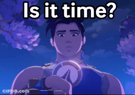 A Pixelated Image Of A Man With The Words Is It Time GIF