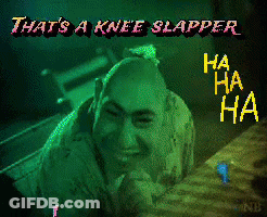 A Pixelated Image Of A Man With The Words That 'S A Knee Slapper Above Him GIF