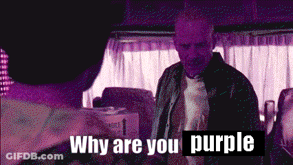 A Pixelated Image Of A Man With The Words Why Are You Purple GIF
