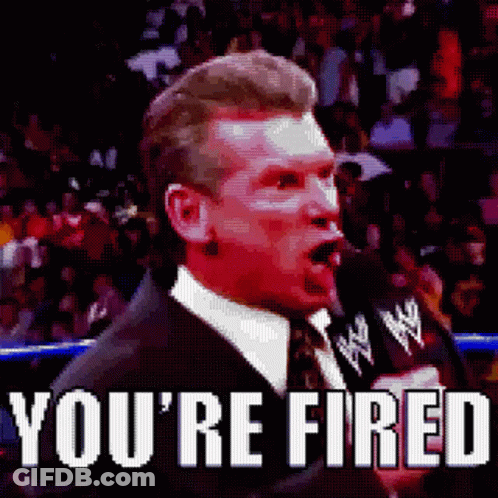 A Pixelated Image Of A Man With The Words You 'Re Fired GIF
