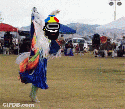 A Pixelated Image Of A Person Dancing With A Hat That Says Dd On It GIF