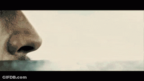 A Pixelated Image Of A Person 'S Nose Smelling Something GIF